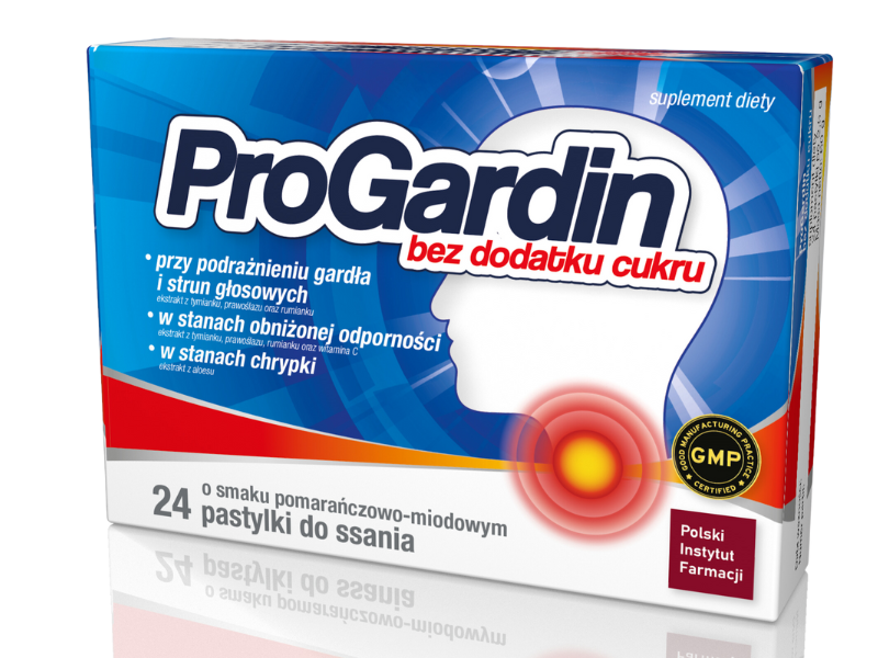 Progardin bez cukru, pastylki do ssania, 24 pastylki