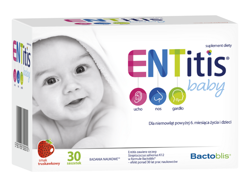 ENTitis Baby, smak truskawkowy, proszek, 30 sasz.