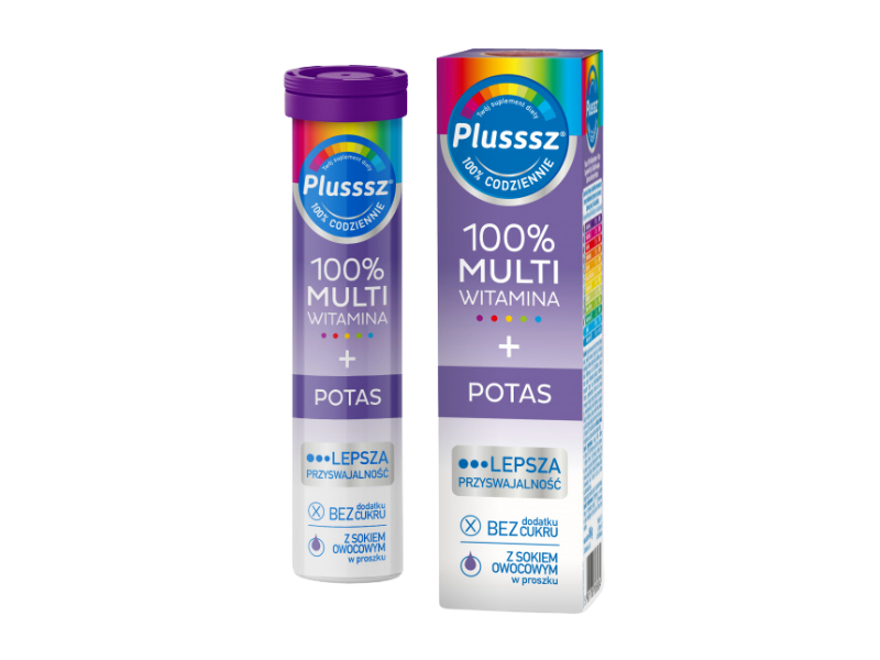 Plusssz 100% multiwitamina + potas, tabletki musujące, 20 tabl.