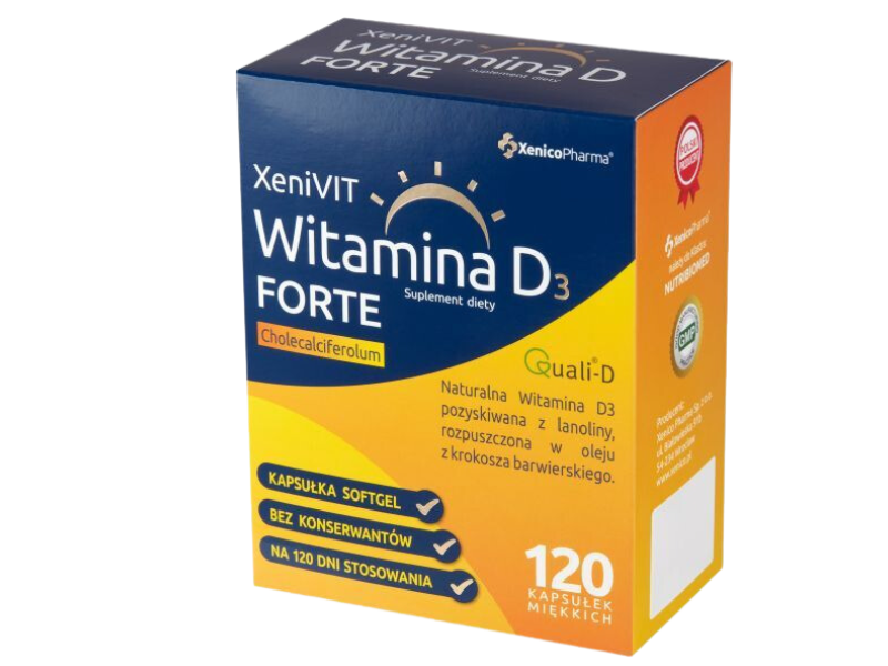 XeniVIT naturalna Witamina D3 4000 forte, kapsułki, 4000 j.m., 180 kaps.