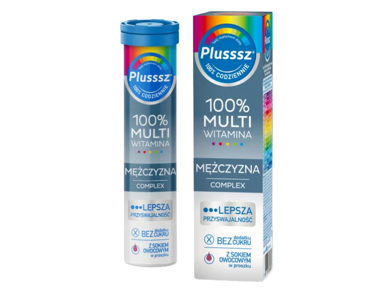 Plusssz 100% Multiwitamina Mężczyzna Complex, tabletki musujące, 20 tabl.