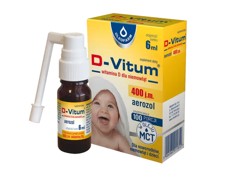 Oleofarm D-Vitum witamina D dla niemowląt, aerozol, 6 ml
