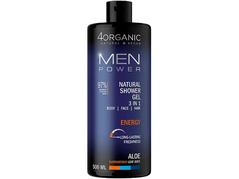 4ORGANIC Men Power Naturalny żel pod prysznic dla mężczyzn, 500 ml