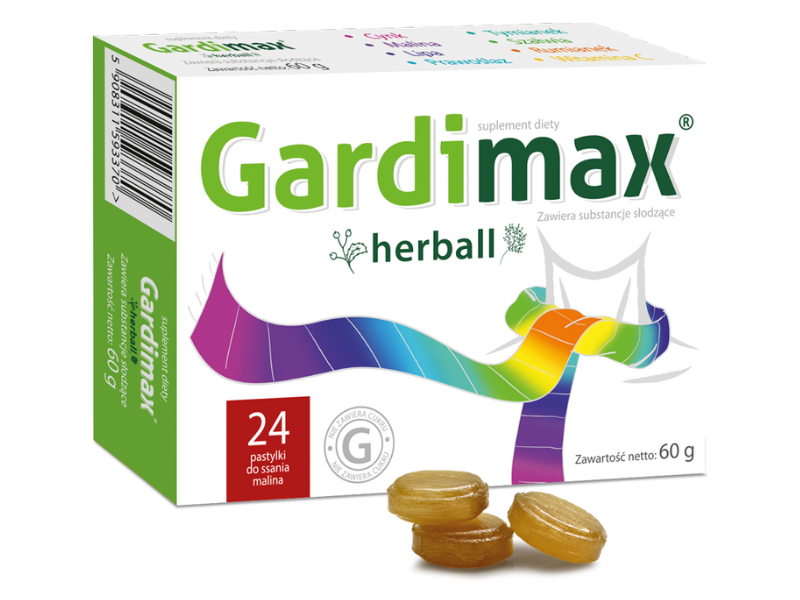 Gardimax Herball, smak malinowy, pastylki do ssania, 24 szt.