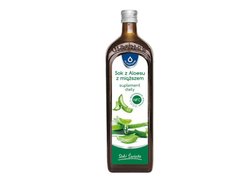 Oleofarm sok z aloesu z miąższem, 500 ml