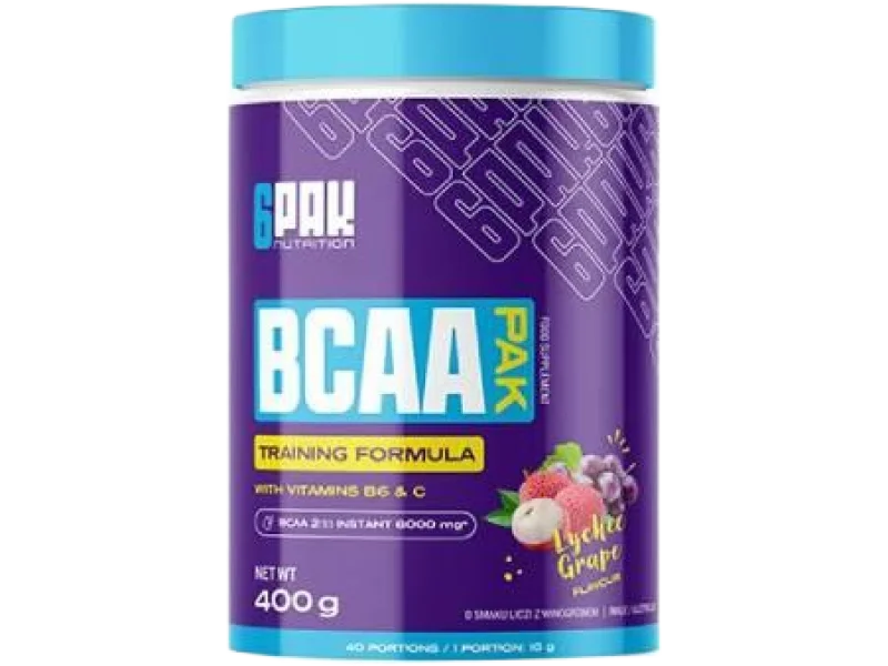 6Pak Nutrition BCAA Pak smak liczi z winogronem, proszek, 400 g