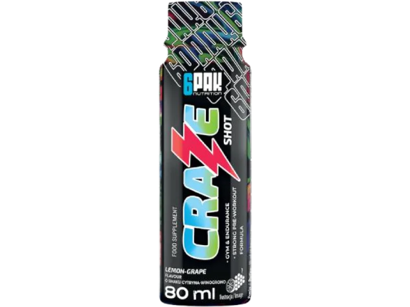 6PAK Nutrition Craze Shot cytryna-winogrono, płyn, 80 ml