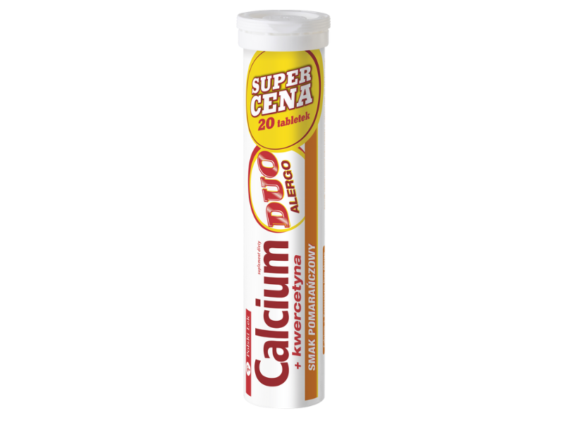 Calcium + kwercetyna Duo alergro, smak pomarańczowy, tabletki musujące, 20 tabl.