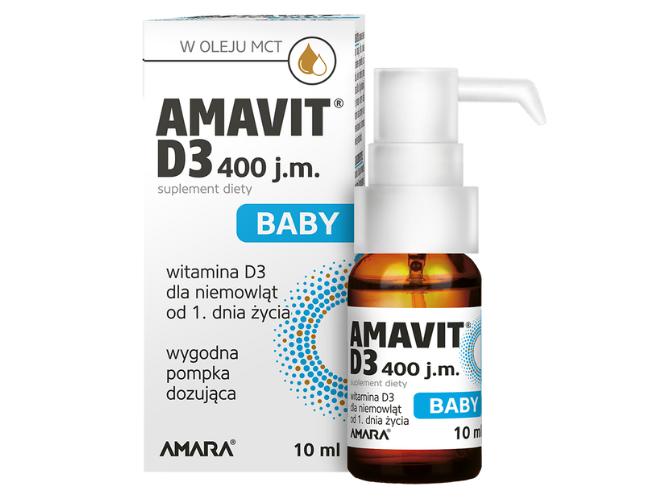 AMAVIT D3 Baby, krople, 400 j.m., 10 ml