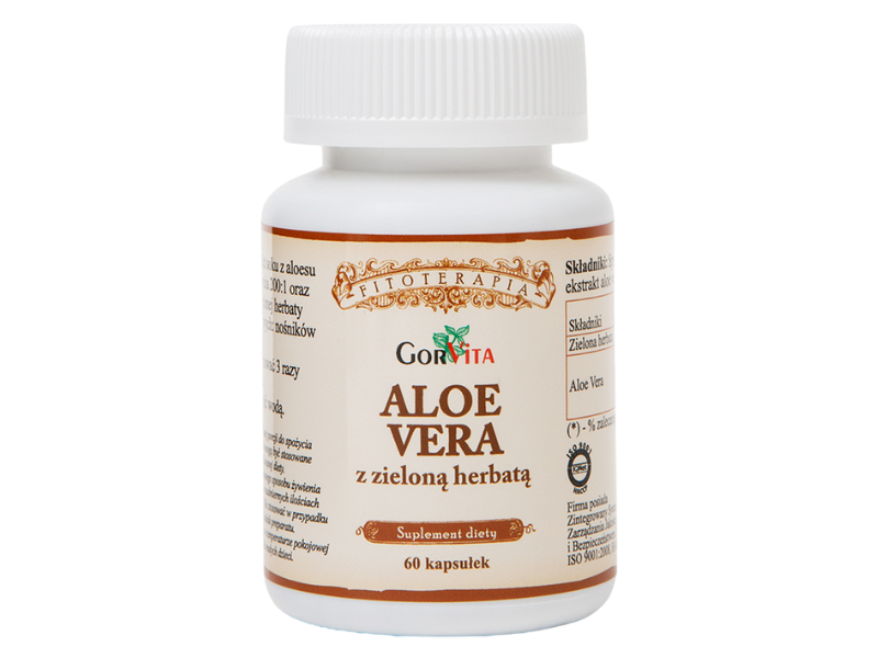 Aloe vera z zieloną herbatą, kapsułki, 60 kaps.