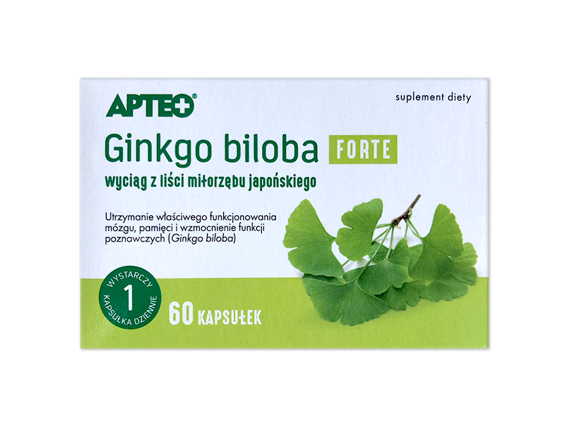 Apteo Ginkgo biloba Forte, kapsułki, 100 mg, 60 kaps.