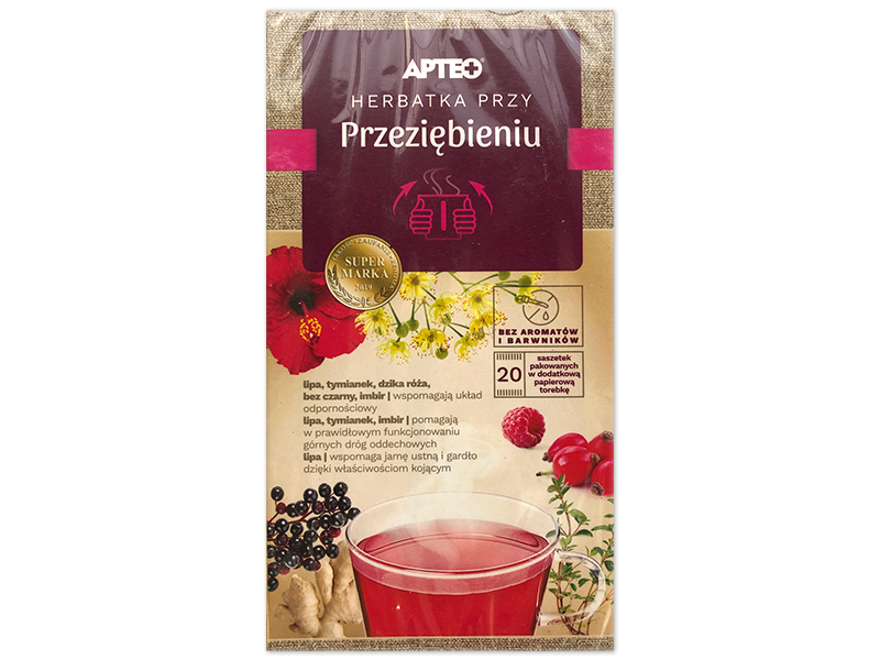 Apteo herbatka przy przeziębieniu, zioła do zaparzania, 20 saszetek