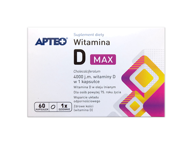 Apteo witamina D Max, kapsułki, 4000 j.m., 60 kaps.