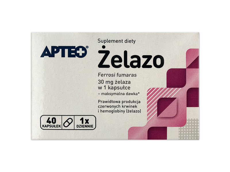 Apteo Żelazo, kapsułki, 25 mg, 40 kaps.