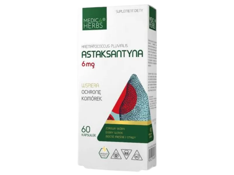 Astaksantyna Medica Herbs ochrona komórek, kapsułki, 6 mg, 60 kaps.
