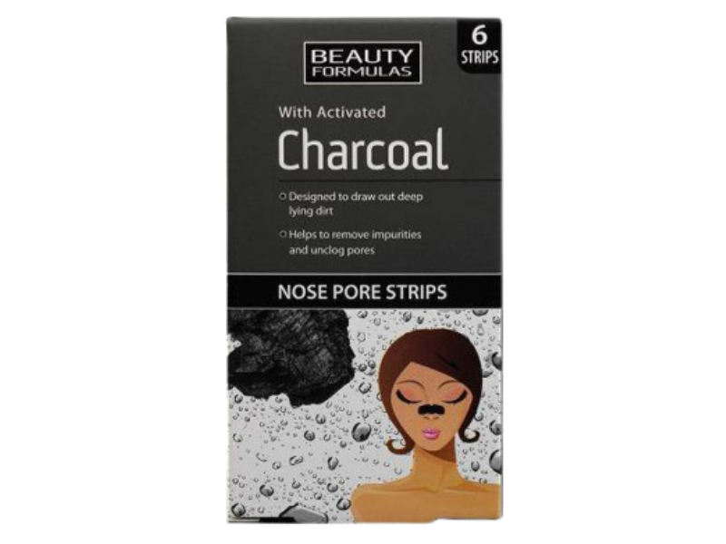 BEAUTY FORMULAS Oczyszczające Paski na nos z aktywnym węglem, plaster, 6 szt.
