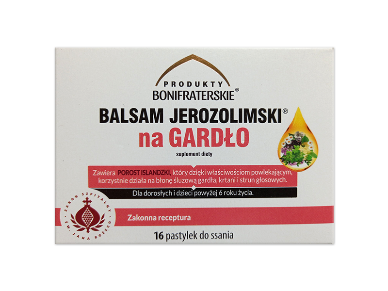 Balsam jerozolimski na gardło, pastylki do ssania, 16 past.