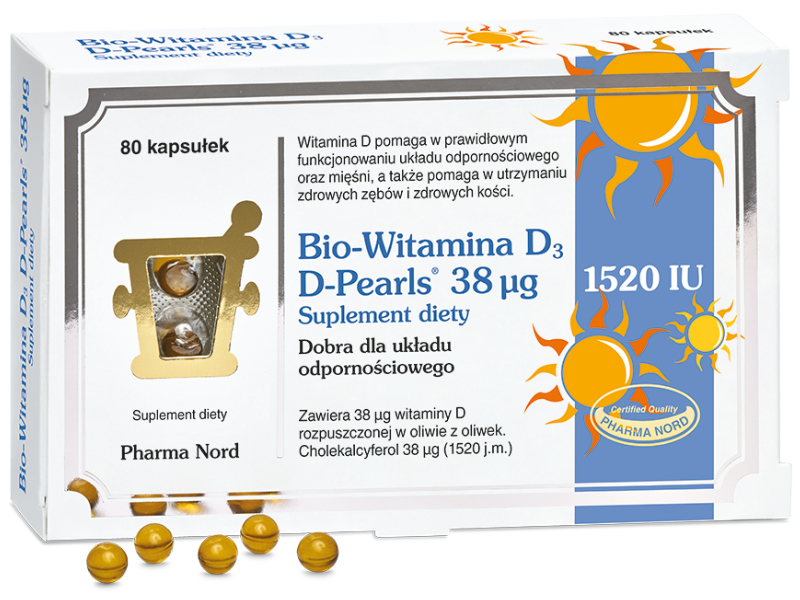 Bio-Witamina D3 D-Pearls, kapsułki, 38 µg, 80 kaps.