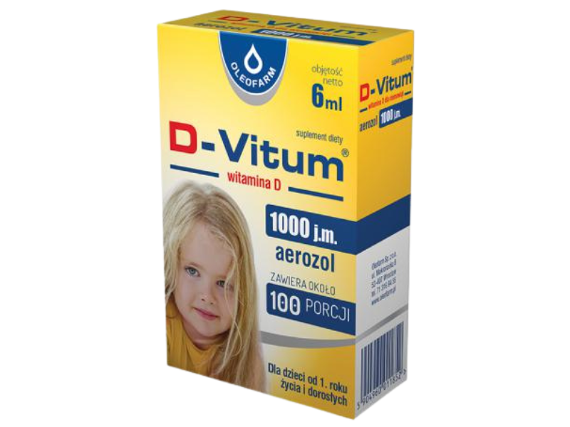 D-Vitum witamina D w aerozolu dla dzieci 1+, 25 µg, 6 ml