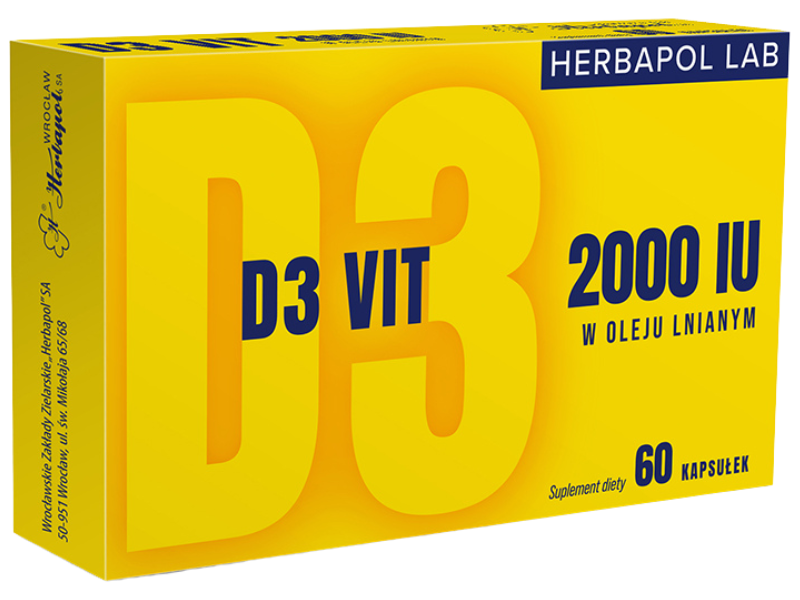 D3 Vit Herbapol Lab, kapsułki miękkie, 2000 j.m., 60 kaps.