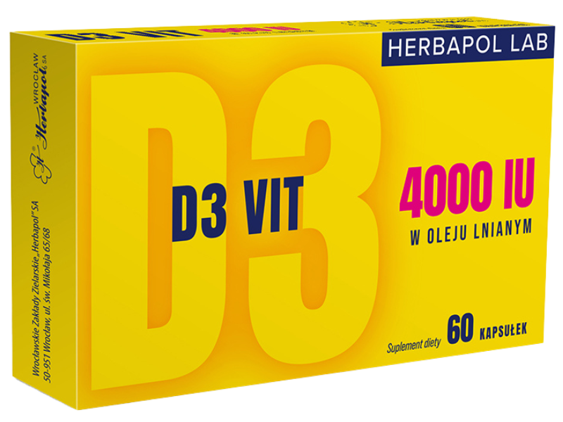 D3 Vit 4000 IU Herbapol Lab, kapsułki miękkie, 100 µg, 60 kaps.
