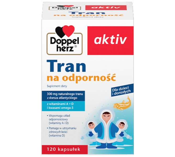 Doppelherz Aktiv tran na odporność, kapsułki, 120 kaps.