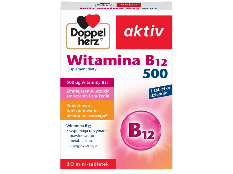 Doppelherz Activ witamina B12, tabletki, 500 µg, 30 tabl.