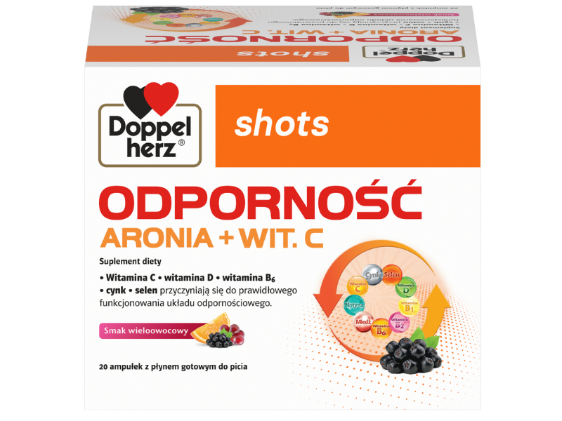 Doppelherz Shots odporność aronia + wit. C, płyn doustny, 20 szt.