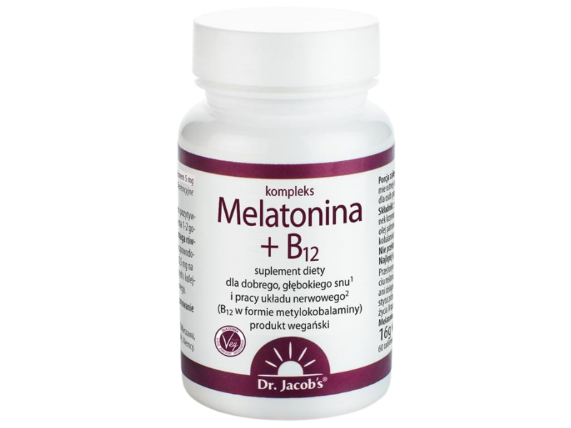 Dr Jacobs Melatonina + Witamina B12, tabletki, 60 tabl.