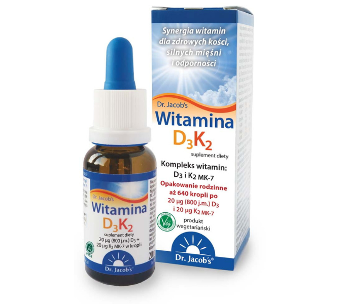 Dr Jacobs Witamina D3 K2 zdrowe kości, krople, 20 µg + 20 µg, 20 ml