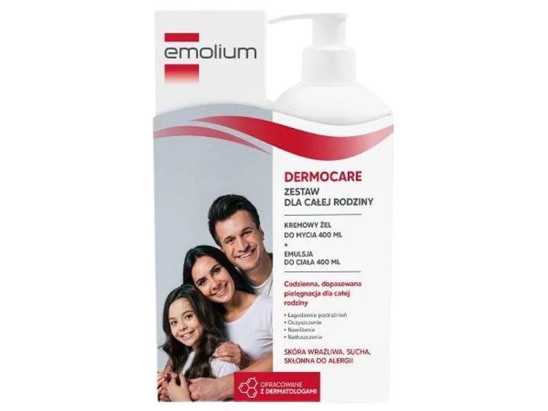 EMOLIUM DERMOCARE kremowy żel + emulsja do ciała, 400,400 ml