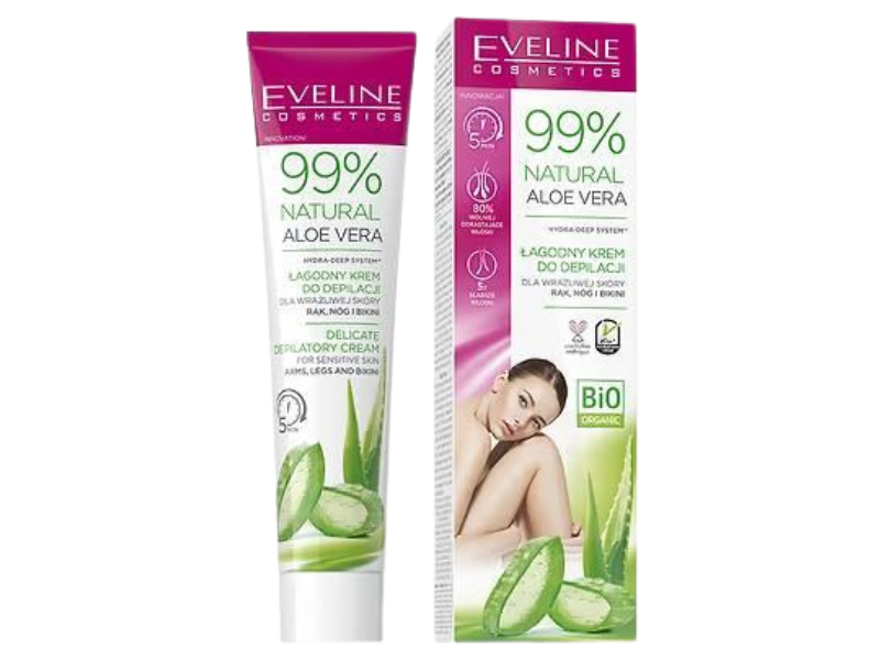 EVELINE 99% Natural Aloe Vera Łagodny krem do depilacji, 125 ml