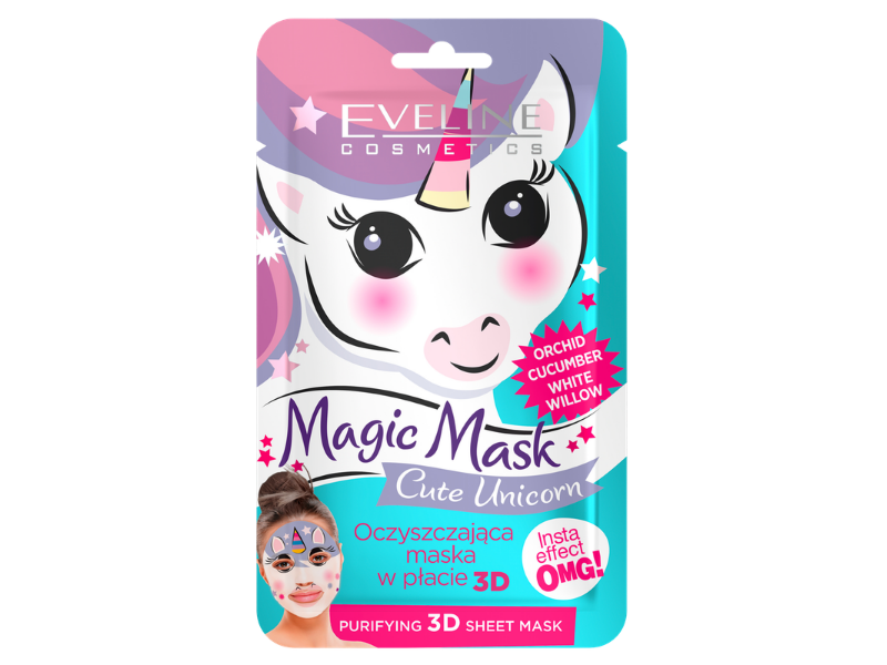 Eveline Magic Mask Cute Unicorn oczyszczająca maska w płacie 3D, 1 szt.