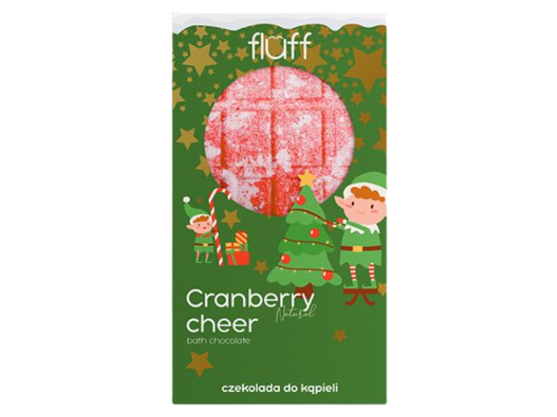 FLUFF Musująca czekolada do kąpieli Cranberry Cheer, kostka, 160 g