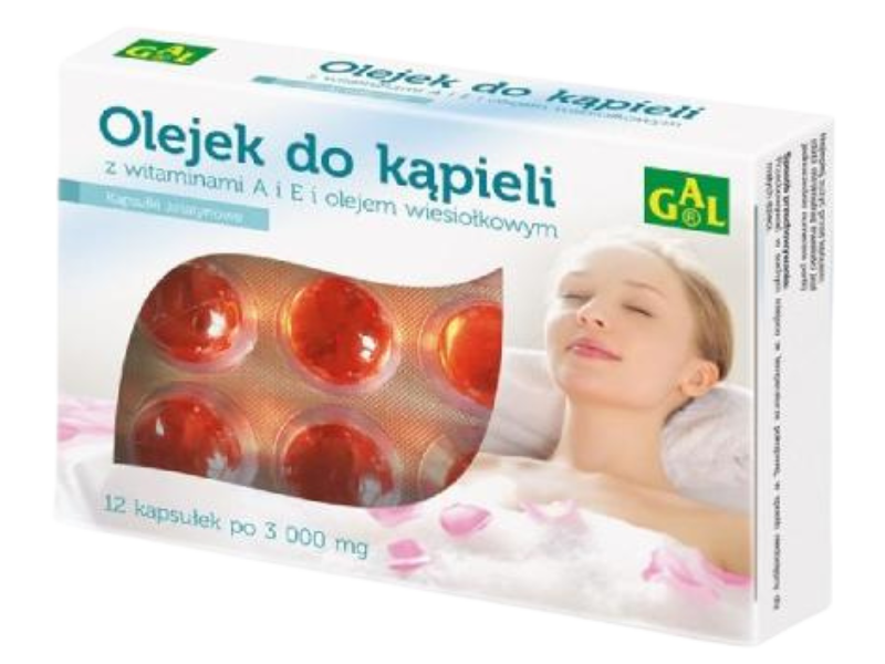 GAL Olej do kąpieli z witaminami A i E i olejem wiesiołkowym, kapsułki, 12 kaps.