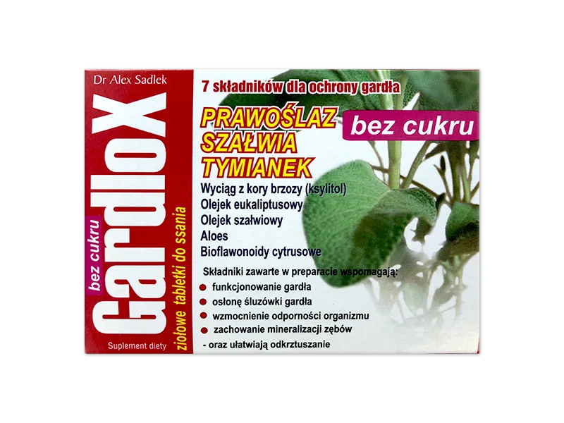 Gardlox, smak wiśniowo-cytrynowy, pastylki do ssania bez cukru, 16 szt.