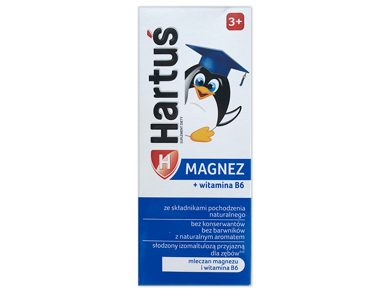 Hartuś magnez + witamina B6, smak truskawkowy, syrop, 120 ml