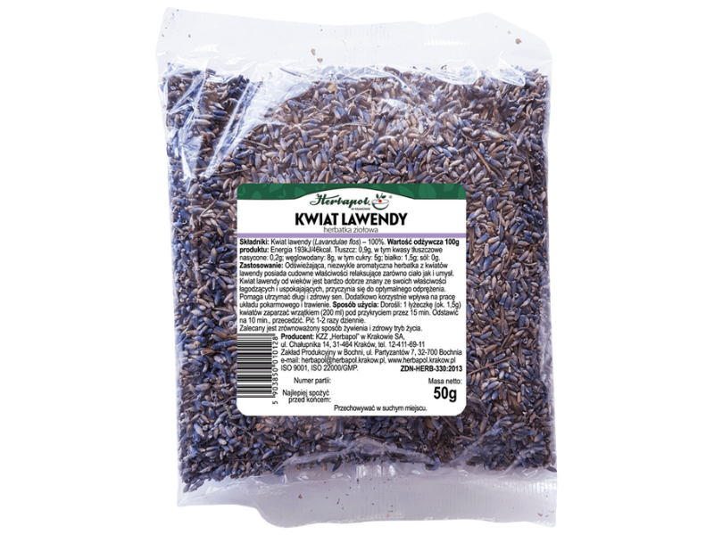 Herbapol Kraków kwiat lawendy, zioła do zaparzania, 50 g