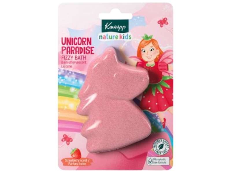 KNEIPP nature kids musująca figurka do kąpieli Kraina Jednorożców Truskawka, 95 g