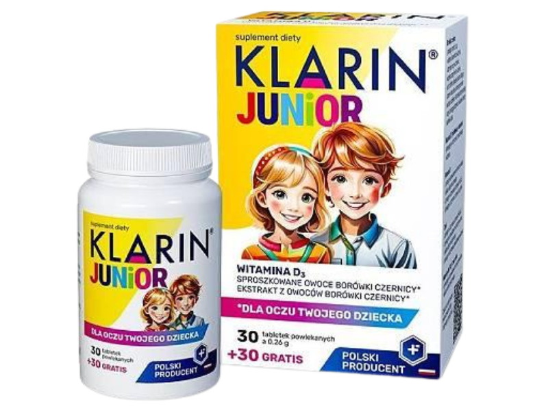 Klarin Junior Dla oczu twojego dziecka, tabletki powlekane, 60 tabl.