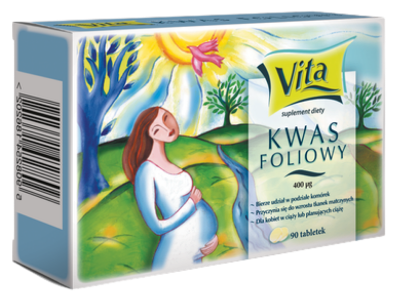 Kwas foliowy Vita, tabletki, 400 µg, 90 tabl.