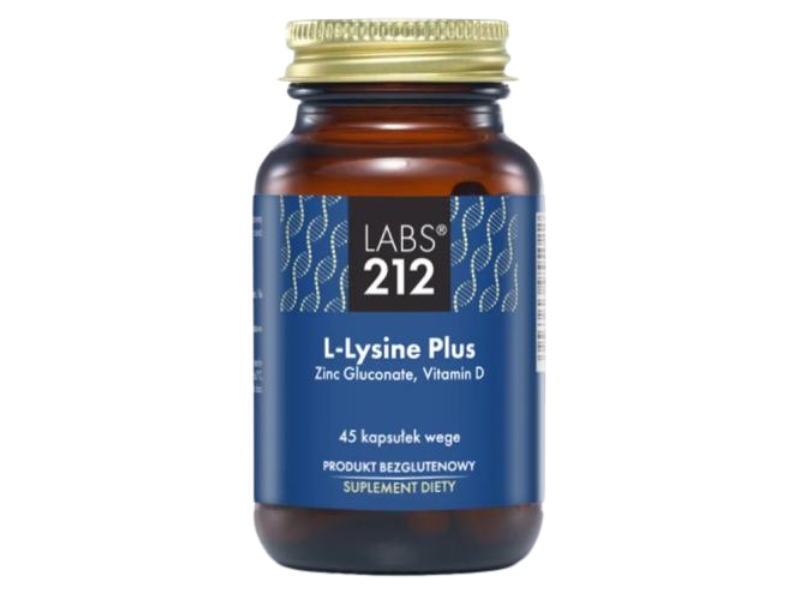 LABS212 L-Lysine Plus Lizyna + Cynk + Witamina D, kapsułki, 45 kaps.