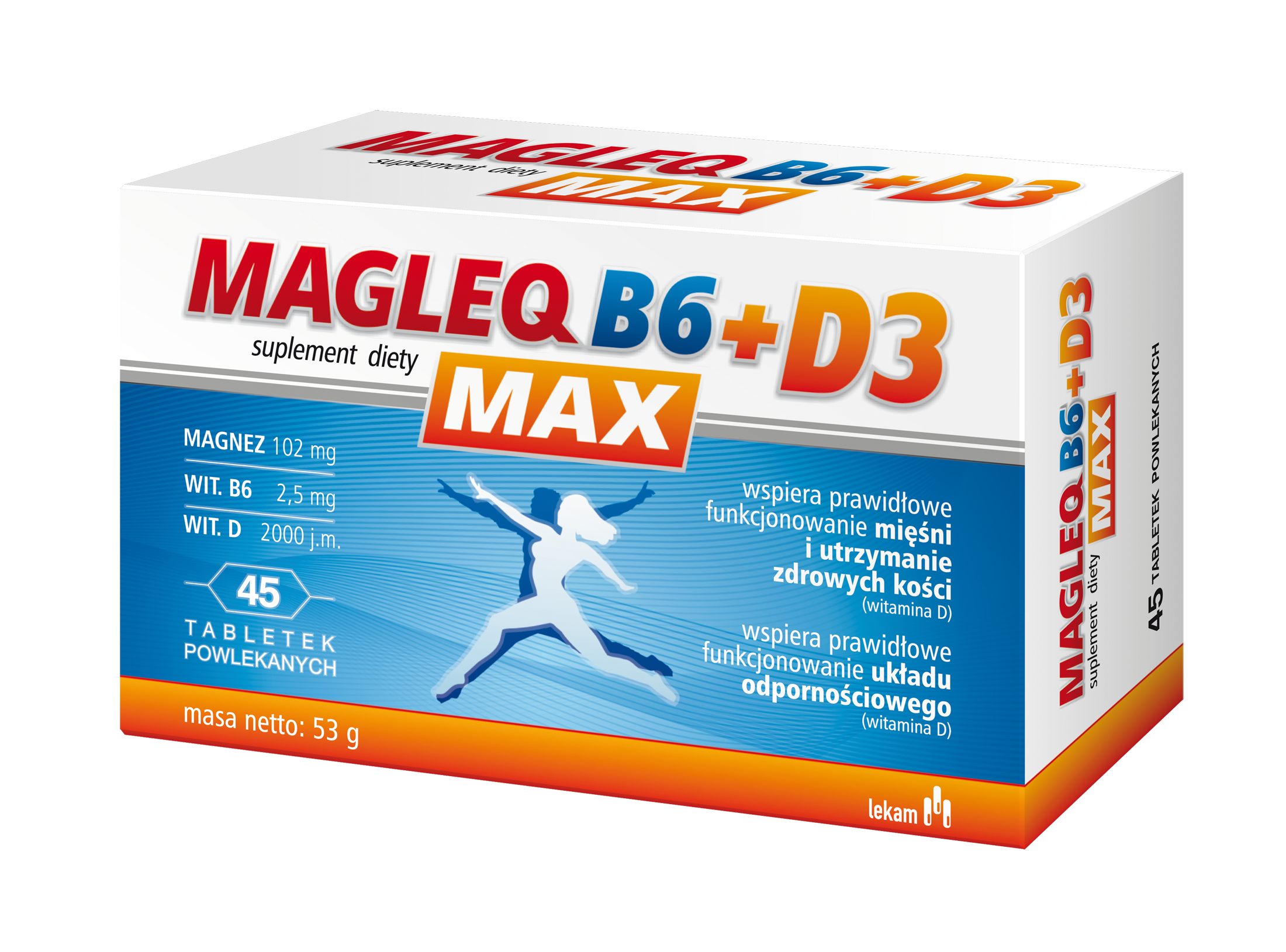 MAGLEQ B6 Max + D3, tabletki powlekane, 45 tabl.