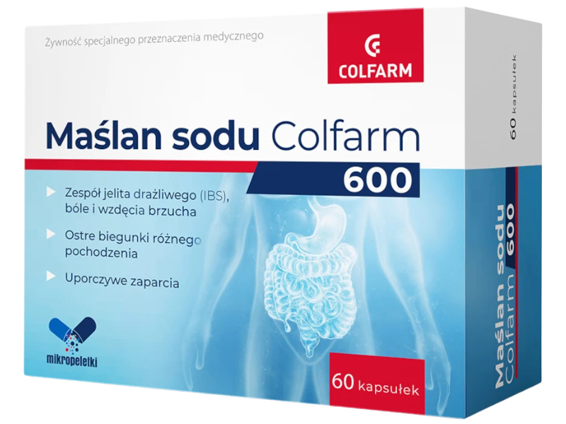 Colfarm Maślan Sodu, kapsułki, 600 mg, 60 kaps.