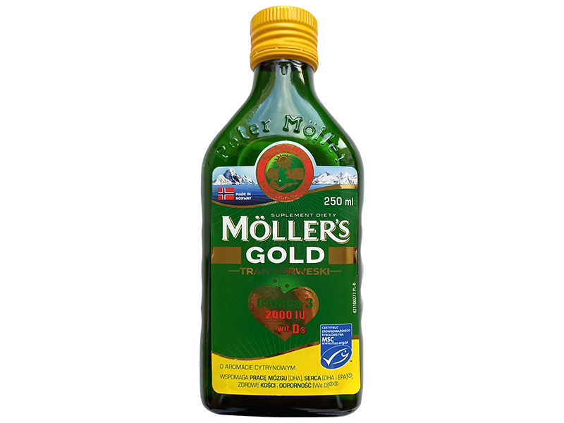 Moller’s Gold Tran norweski cytrynowy, płyn, 250 ml