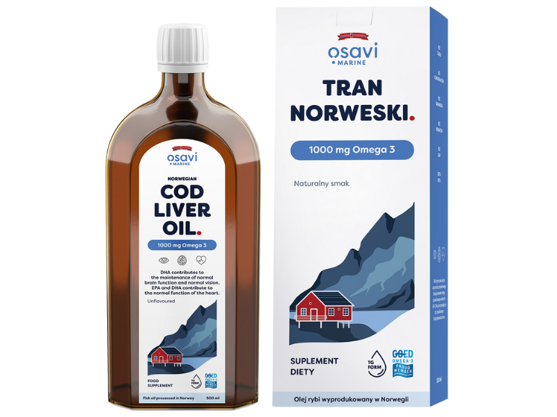OSAVI Marine tran norweski omega 3, naturalny aromat, płyn, 250, 500 ml