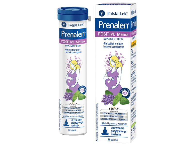 Prenalen Positive Mama, smak mango – trawa cytrynowa, tabletki musujące, 20 tabl.