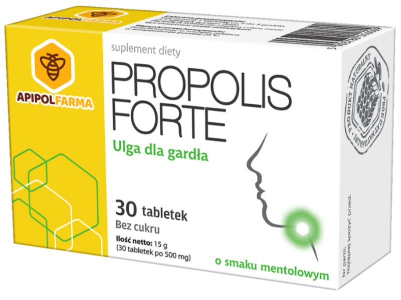 Propolis Forte, smak mentolowy, tabletki do ssania, 30 tabl.