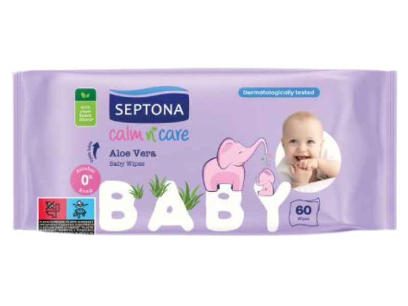 SEPTONA Baby Nawilżane chusteczki dla dzieci i niemowląt z aloesem, 60 szt.