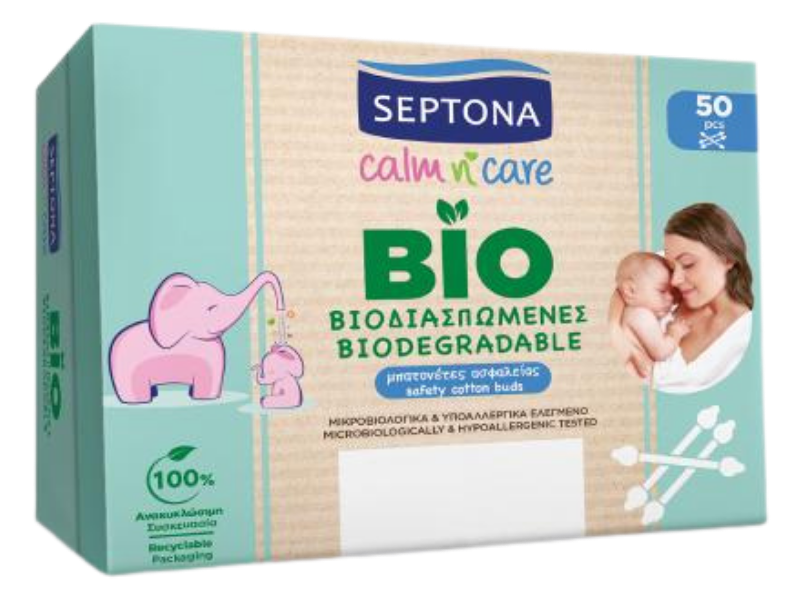 SEPTONA Bio biodegradowalne patyczki higieniczne dla dzieci, 50 szt.